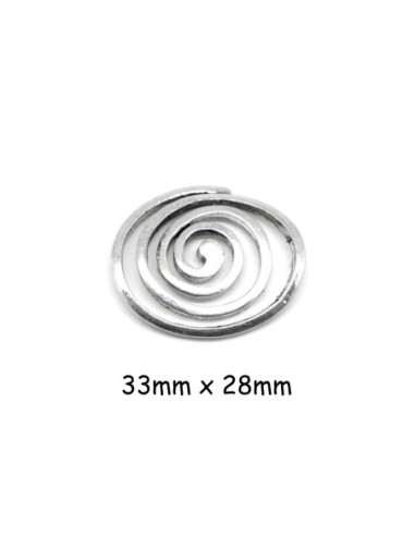 perle connecteur Spirale ovale en métal argenté 33mm x 28mm