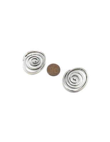 perle connecteur Spirale argenté  en métal