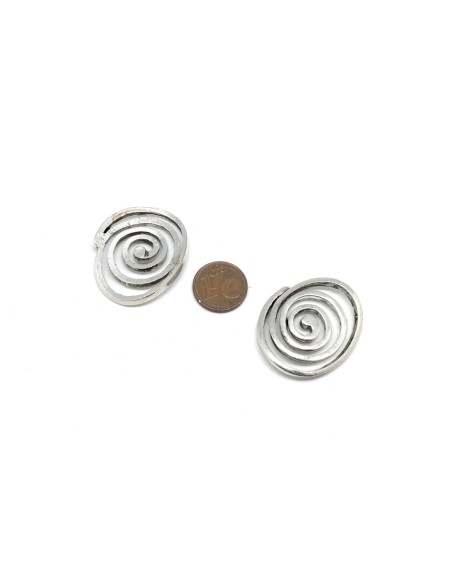 perle connecteur Spirale argenté  en métal