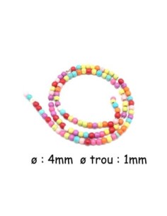 perle ronde 4mm en pierre reconstitué "Howlite" multicolore