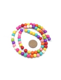 100 perles ronde 4mm en pierre reconstitué "Howlite" multicolore, coloris assorties 2