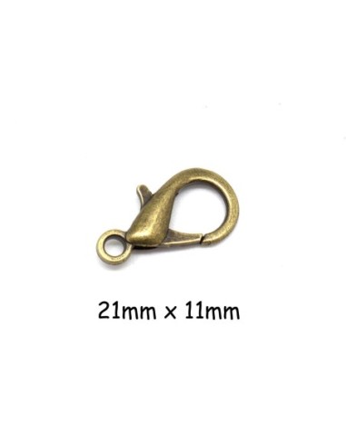 Fermoir mousqueton bronze en métal 21mm x 11mm