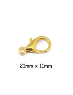 Fermoir mousqueton en métal doré 21mm x 11mm