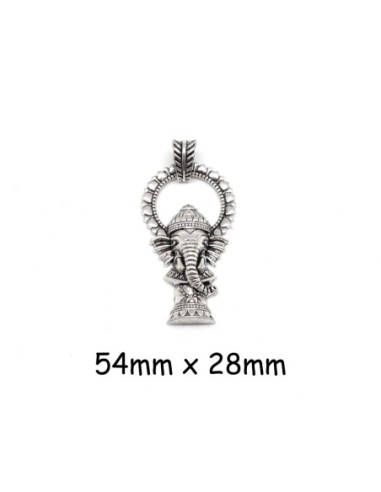 pendentif  Dieu Ganesh tête d'éléphant pas cher en métal argenté