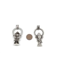 pendentif  Dieu Ganesh tête d'éléphant pas cher en métal argenté 2