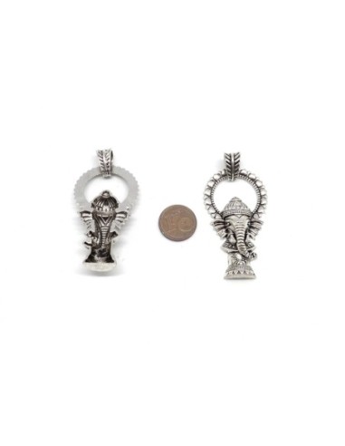 pendentif  éléphant en métal argenté dieu indou ganesh