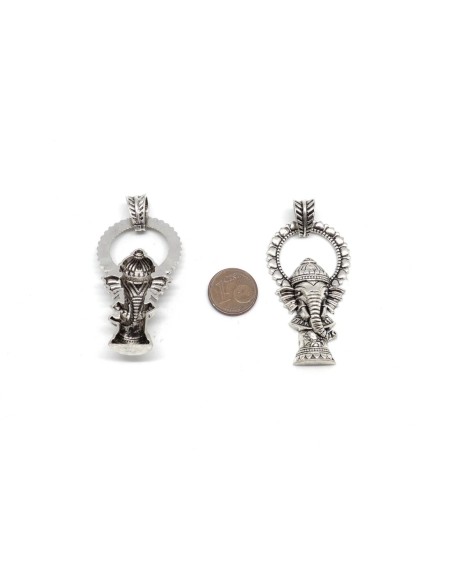 pendentif  éléphant en métal argenté dieu indou ganesh