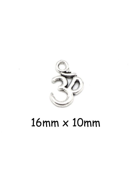 Breloque symbole "Om" de l'absolu en métal argenté - porte bonheur