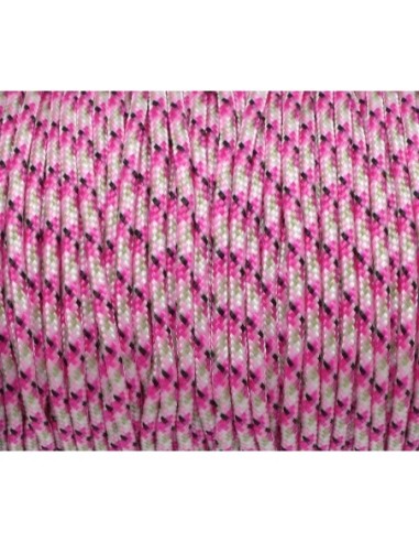 cordon gainé 2mm cordon nylon tressé rose fuchsia, blanc, noir