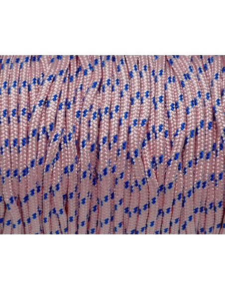 cordon nylon tressé pas cher 2mm rose pâle et bleu paracorde