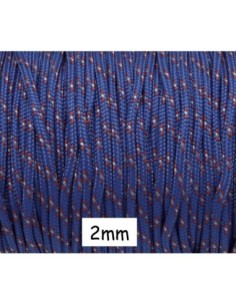 paracorde 2mm bleu, rouge et blanc cordon nylon tressé, gainé