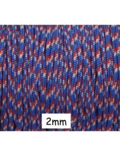 paracorde 2mm bleu blanc rouge cordon nylon tressé, gainé