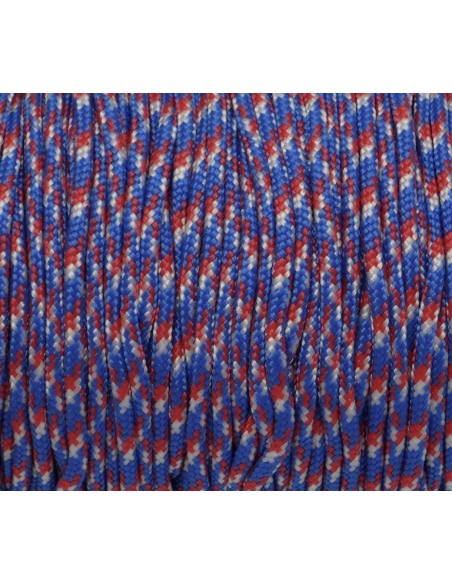 paracorde 2mm bleu blanc rouge pas chère cordon nylon tressé, gainé