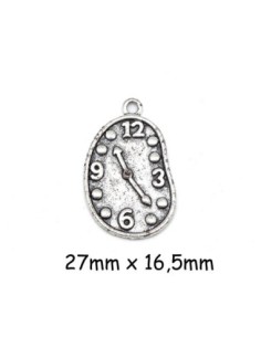 Breloque horloge argenté en métal style horloge molle