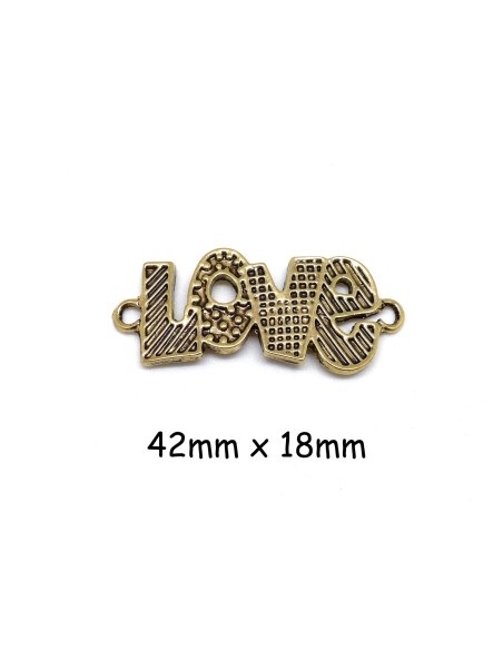 Perle Connecteur love en métal doré pâle
