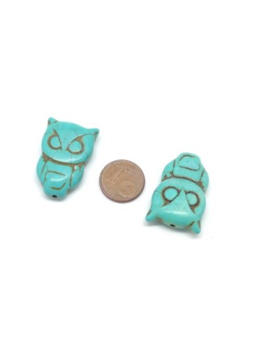 perle Hibou bleu turquoise en pierre synthétique