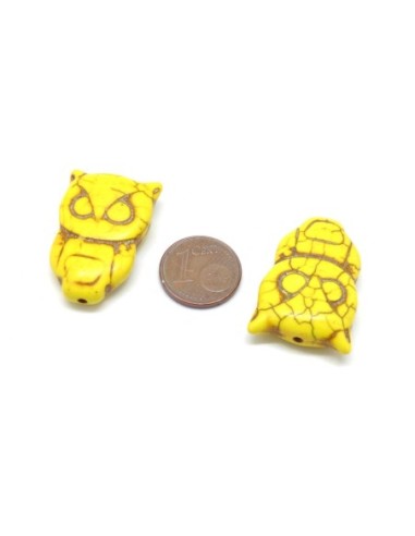 perle hibou jaune imitation pierre turquoise