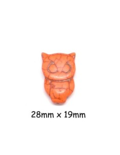 perle Hibou en pierre imitation turquoise "Howlite" orange 28mm x 19mm