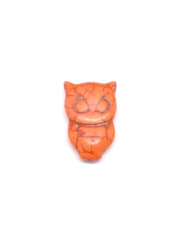perle Hibou pas chère en pierre imitation turquoise "Howlite" orange 28mm x 19mm