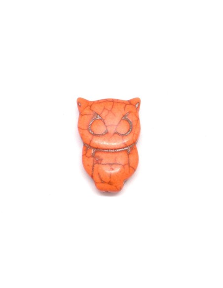 perle Hibou pas chère en pierre imitation turquoise "Howlite" orange 28mm x 19mm
