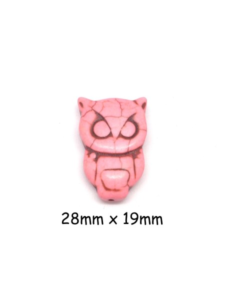 perle Hibou en pierre synthétique imitation turquoise rose clair