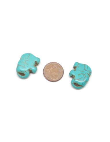 perle éléphant bleu turquoise en pierre "Howlite" pas chère