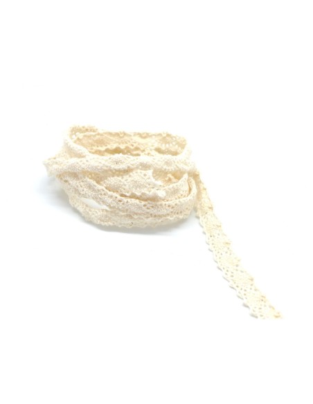 Ruban Galon dentelle fantaisie pas cher 10mm en coton de couleur beige clair