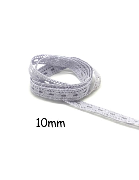Ruban Galon dentelle fantaisie en coton parme très clair gris de lin