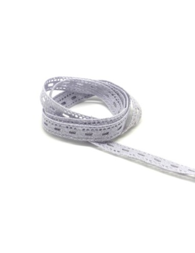 Ruban Galon dentelle fantaisie en coton parme très clair gris de lin pas cher