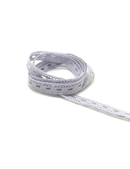 Ruban Galon dentelle fantaisie en coton parme très clair gris de lin pas cher