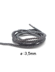 Cordon mouliné en coton et lurex effet métallisé noir et argenté 3,5mm