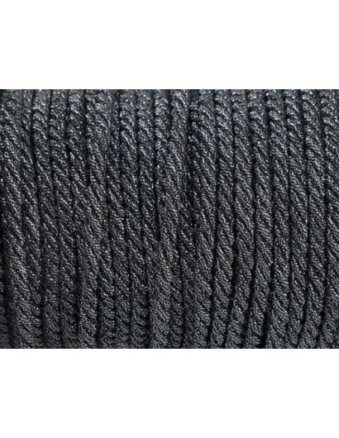 cordelière en coton et lurex effet métallisé noir et argenté 3,5mm