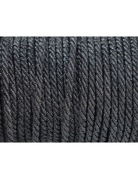 cordelière en coton et lurex effet métallisé noir et argenté 3,5mm