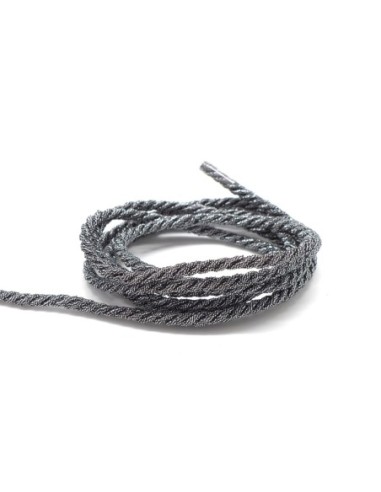 Cordon mouliné en coton et lurex effet métallisé noir et argenté pas cher
