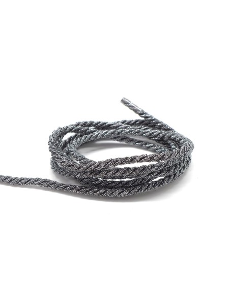 Cordon mouliné en coton et lurex effet métallisé noir et argenté pas cher