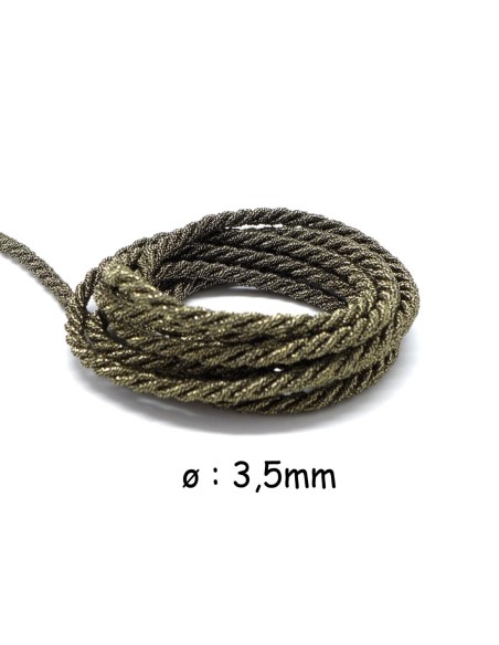 Cordon mouliné en coton et lurex effet métallisé doré et noir pas cher