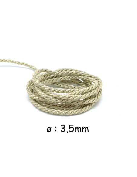 Cordon mouliné en coton et lurex effet métallisé doré et noir 3,5mm