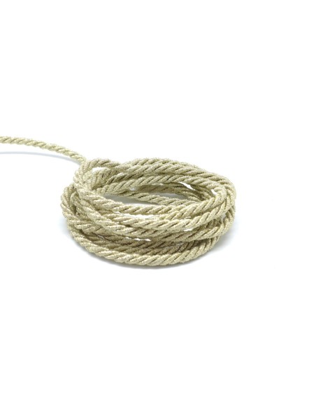 Corde mouliné en coton et lurex effet métallisé doré et noir 3,5mm