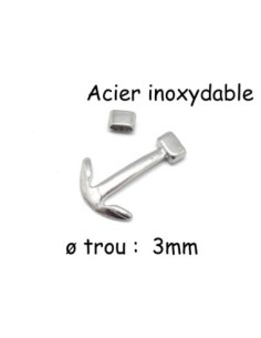 Fermoir ancre marine argente en acier inoxydable avec passant pour cordon de 3mm 2