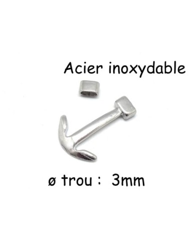 Fermoir ancre marine en acier inox pour cordon de 3mm