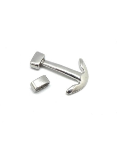 Fermoir ancre marine plus passe cuir en acier inox