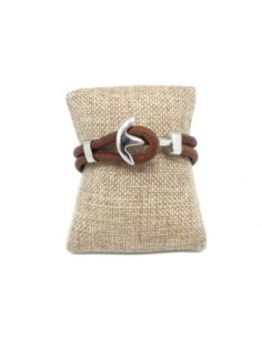 Fermoir ancre marine argente en acier inoxydable avec passant pour cordon de 5mm 2