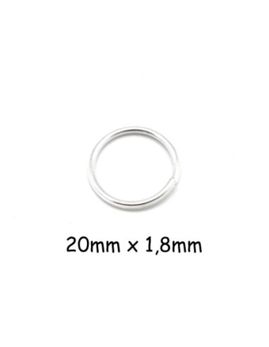 anneau brisé 20mm épais résistant métal argenté blanc