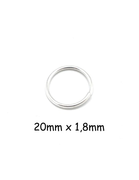 anneau brisé 20mm épais résistant métal argenté blanc