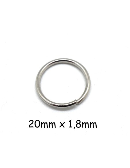 anneaux de jonction épais, résistant en métal argenté 20mm x 1,8mm - Anneaux brisés