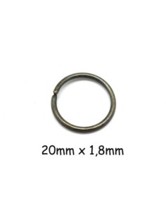 15 anneaux de jonction épais, résistant 20mm x 1,8mm en métal couleur bronze - Anneau ouvert 2