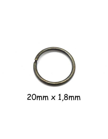 anneaux de jonction épais, résistant 20mm x 1,8mm en métal couleur bronze - Anneau ouvert