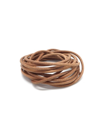 Cordon cuir rond marron naturel clair 2,7mm
