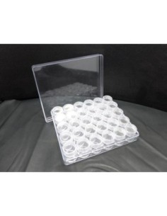 Boite de rangement perles scrapbooking avec 30 boites rondes fermeture vis en plexiglas rigide