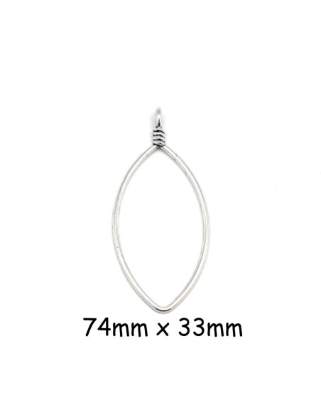 Pendentif en forme de goutte en métal argenté